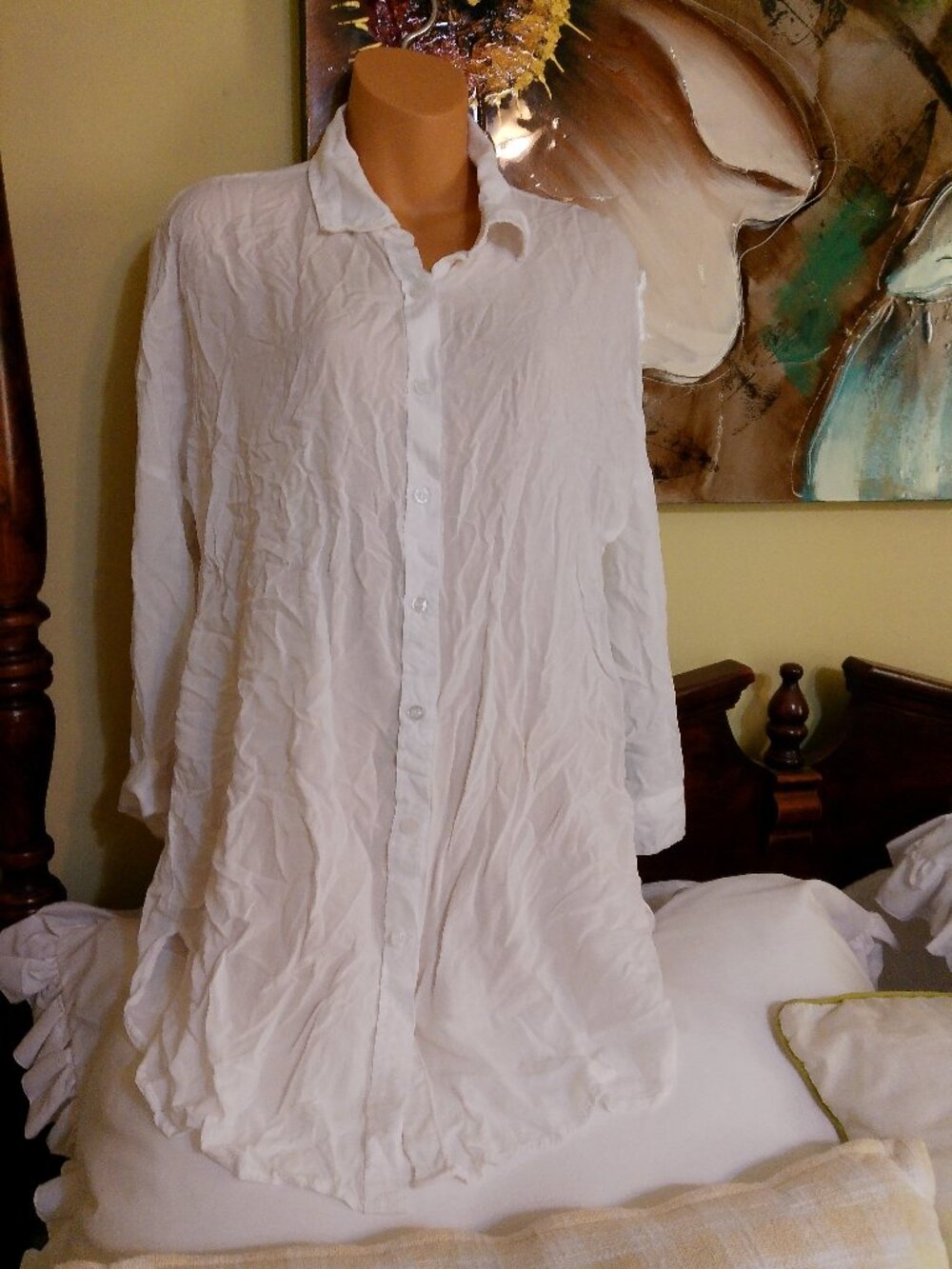 WHITE LANDS END BLOUSE GREAT SHAPE SIZE XS